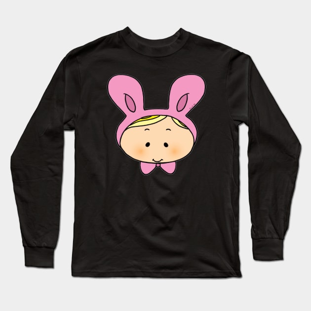 cute pink baby bunny hat Long Sleeve T-Shirt by cartoonygifts